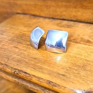 Sterling Silver Concave Square Earrings Made In Mexico